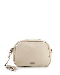 Бежевая кожаная сумка через плечо от Vitacci