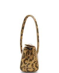 Бежевая кожаная сумочка с принтом от Little Liffner