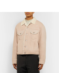 Мужская бежевая короткая дубленка от Helmut Lang