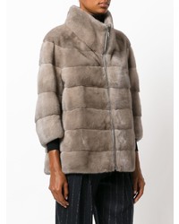 Бежевая короткая шуба от Cara Mila