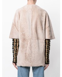 Бежевая короткая шуба от Drome