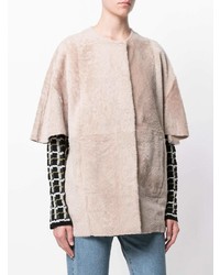 Бежевая короткая шуба от Drome