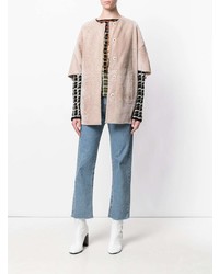 Бежевая короткая шуба от Drome