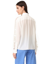 Женская бежевая кружевная рубашка от Rochas
