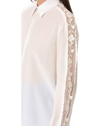 Женская бежевая кружевная рубашка от Rochas