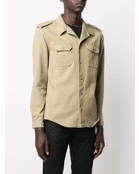 Мужская бежевая куртка в стиле милитари от Saint Laurent
