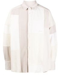 Мужская бежевая куртка-рубашка в стиле пэчворк от Ambush