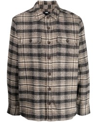 Мужская бежевая куртка-рубашка в шотландскую клетку от Paige