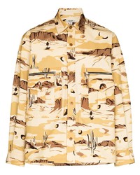Мужская бежевая куртка-рубашка с камуфляжным принтом от Phipps