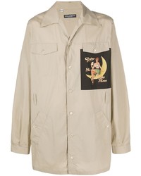 Мужская бежевая куртка-рубашка с принтом от Dolce & Gabbana