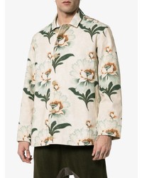 Мужская бежевая куртка-рубашка с цветочным принтом от By Walid