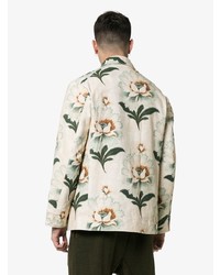 Мужская бежевая куртка-рубашка с цветочным принтом от By Walid