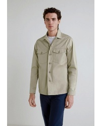 Мужская бежевая куртка-рубашка от Mango Man
