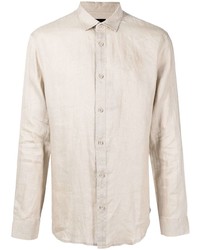 Мужская бежевая льняная рубашка с длинным рукавом от Armani Exchange