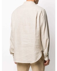 Мужская бежевая льняная рубашка с длинным рукавом от Dolce & Gabbana