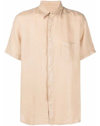 Мужская бежевая льняная рубашка с коротким рукавом от 120% Lino