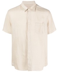 Мужская бежевая льняная рубашка с коротким рукавом от 120% Lino