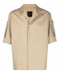 Мужская бежевая льняная рубашка с коротким рукавом от Givenchy