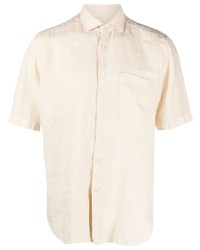 Мужская бежевая льняная рубашка с коротким рукавом от Xacus
