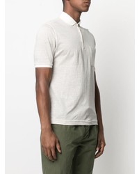 Мужская бежевая льняная футболка-поло в горизонтальную полоску от Zanone