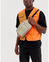 Мужская бежевая поясная сумка из плотной ткани от ASOS DESIGN