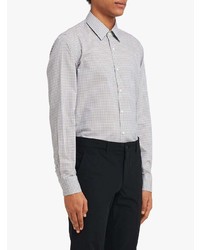 Мужская бежевая рубашка с длинным рукавом в мелкую клетку от Prada