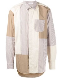 Мужская бежевая рубашка с длинным рукавом в стиле пэчворк от Engineered Garments