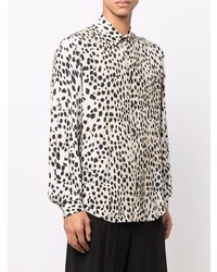 Мужская бежевая рубашка с длинным рукавом с леопардовым принтом от Just Cavalli