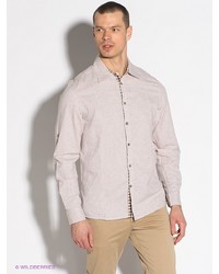 Мужская бежевая рубашка с длинным рукавом от F5