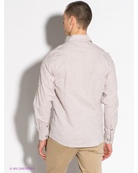 Мужская бежевая рубашка с длинным рукавом от F5