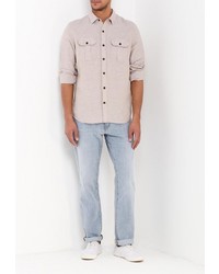 Мужская бежевая рубашка с длинным рукавом от Gap