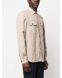 Мужская бежевая рубашка с длинным рукавом от Fay