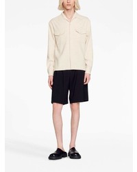 Мужская бежевая рубашка с длинным рукавом от Sandro