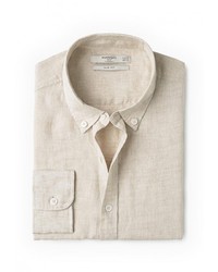 Мужская бежевая рубашка с длинным рукавом от Mango Man