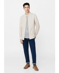 Мужская бежевая рубашка с длинным рукавом от Mango Man