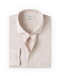 Мужская бежевая рубашка с длинным рукавом от Mango Man