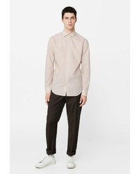 Мужская бежевая рубашка с длинным рукавом от Mango Man