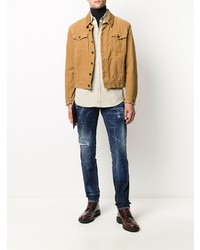 Мужская бежевая рубашка с длинным рукавом от DSQUARED2