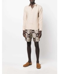 Мужская бежевая рубашка с длинным рукавом от Sandro