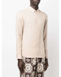 Мужская бежевая рубашка с длинным рукавом от Sandro
