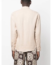 Мужская бежевая рубашка с длинным рукавом от Sandro