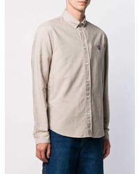 Мужская бежевая рубашка с длинным рукавом от Kenzo