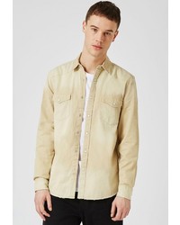 Мужская бежевая рубашка с длинным рукавом от Topman