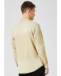 Мужская бежевая рубашка с длинным рукавом от Topman