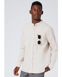 Мужская бежевая рубашка с длинным рукавом от Topman
