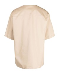Мужская бежевая рубашка с коротким рукавом с вышивкой от Trussardi