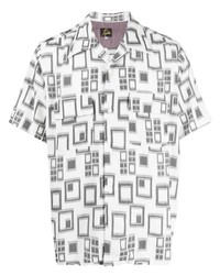Мужская бежевая рубашка с коротким рукавом с геометрическим рисунком от Needles