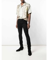 Мужская бежевая рубашка с коротким рукавом с принтом от Givenchy