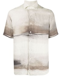 Мужская бежевая рубашка с коротким рукавом с принтом от Corneliani