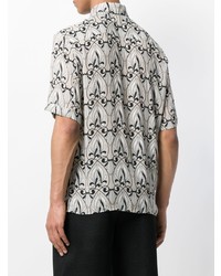 Мужская бежевая рубашка с коротким рукавом с принтом от Versace Collection